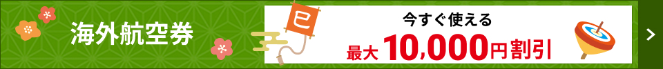 海外航空券 最大10,000円割引クーポン配布中