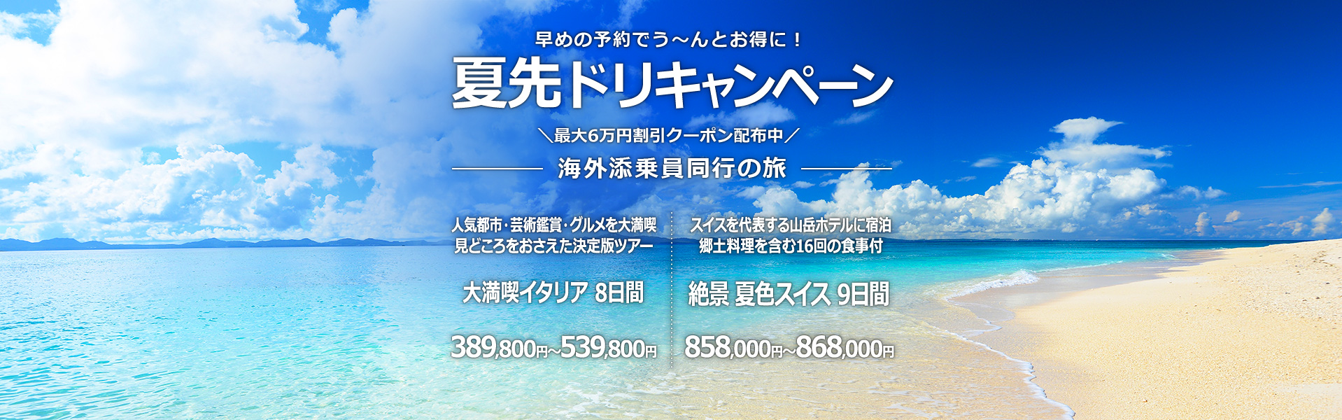 夏先ドリキャンペーン 添乗員同行の旅