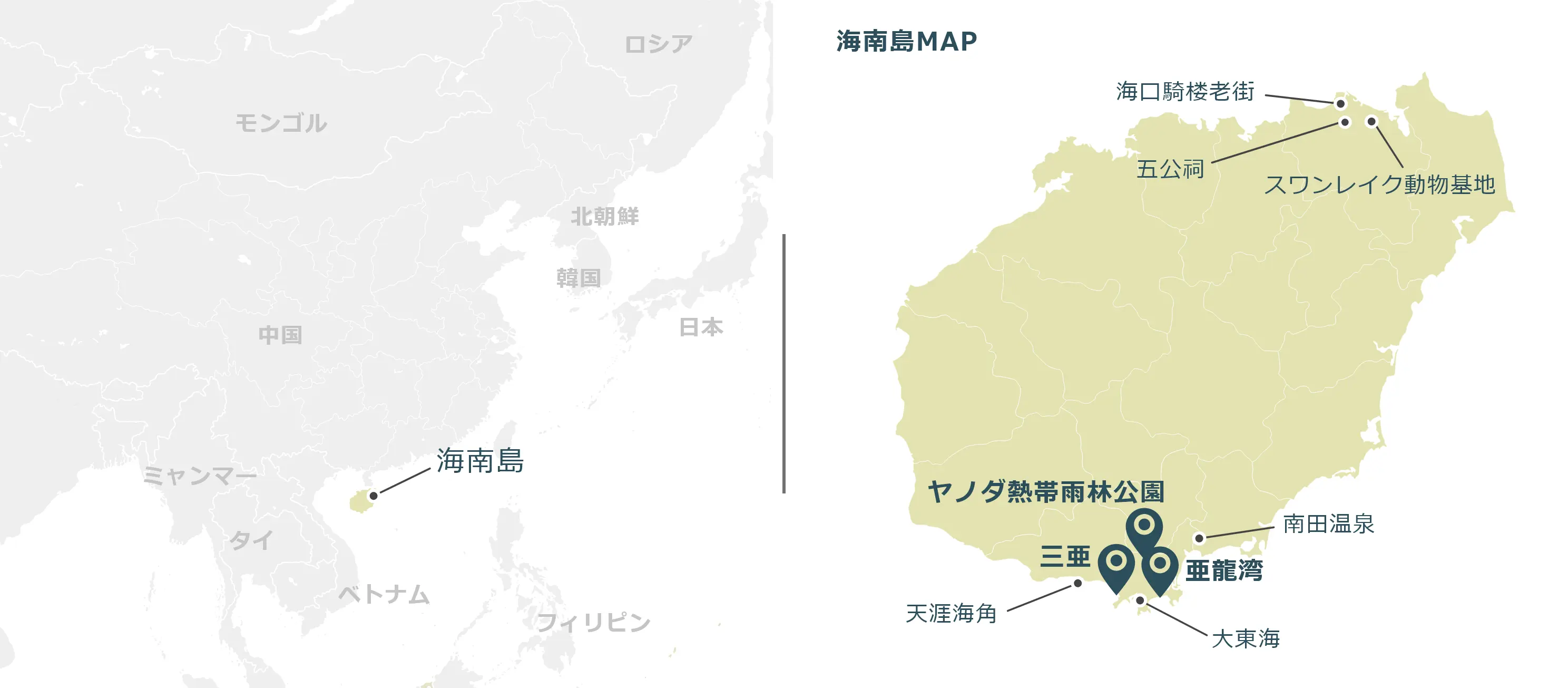 海南島のマップ