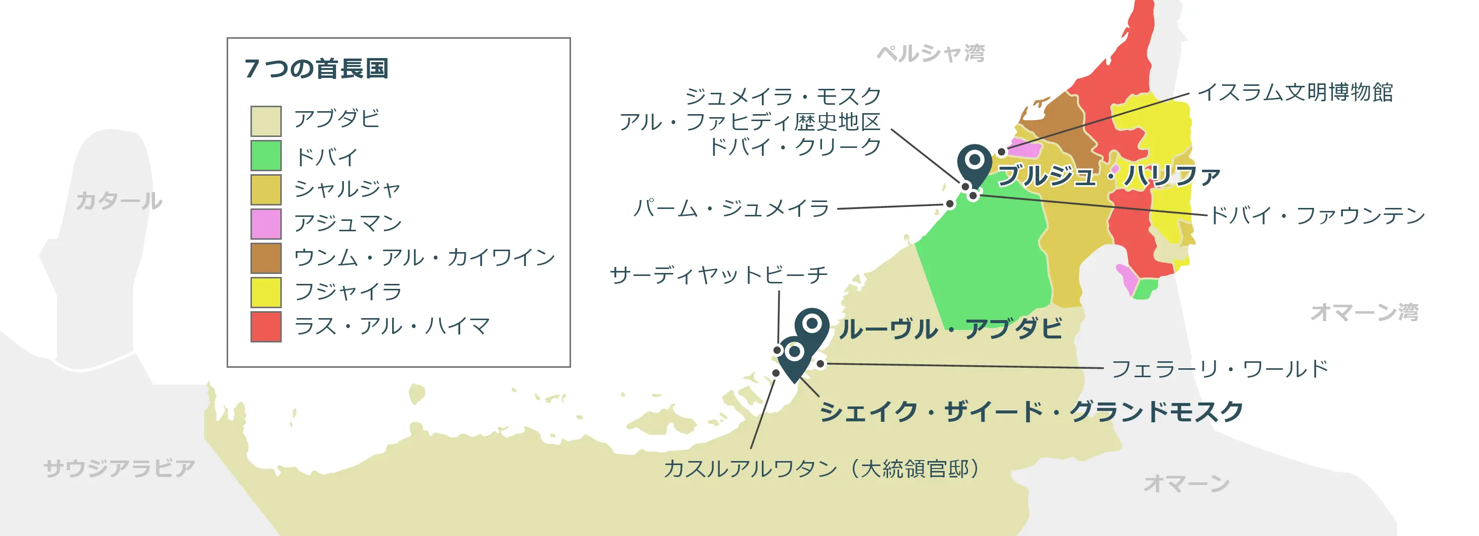 アラブ首長国連邦のマップ