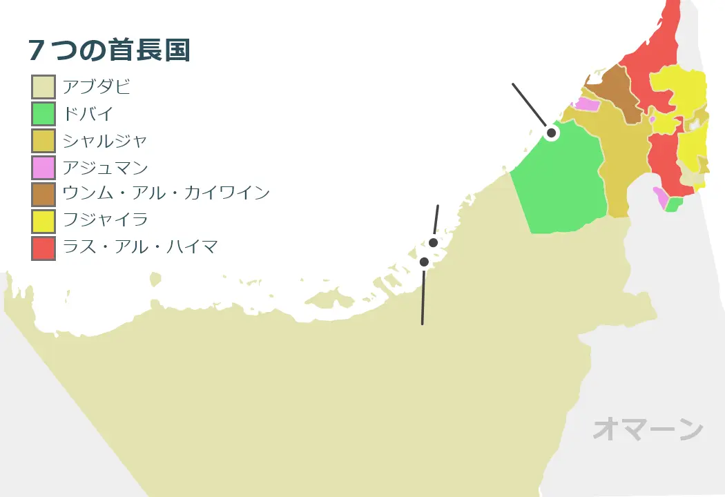 アラブ首長国連邦のマップ