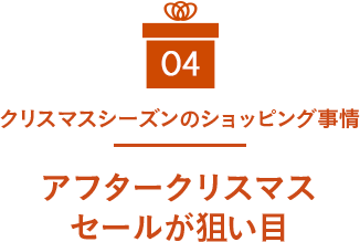 04 クリスマスシーズンのショッピング事情 アフタークリスマスセールが狙い目