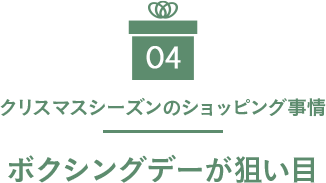 04 クリスマスシーズンのショッピング事情 ボクシングデーが狙い目