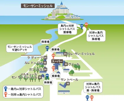 モン・サン・ミッシェル 対岸地図