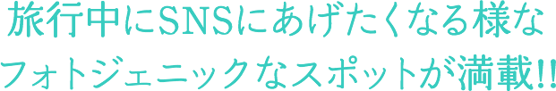 旅行中にSNSにあげたくなる様なフォトジェニックなスポットが満載!!
