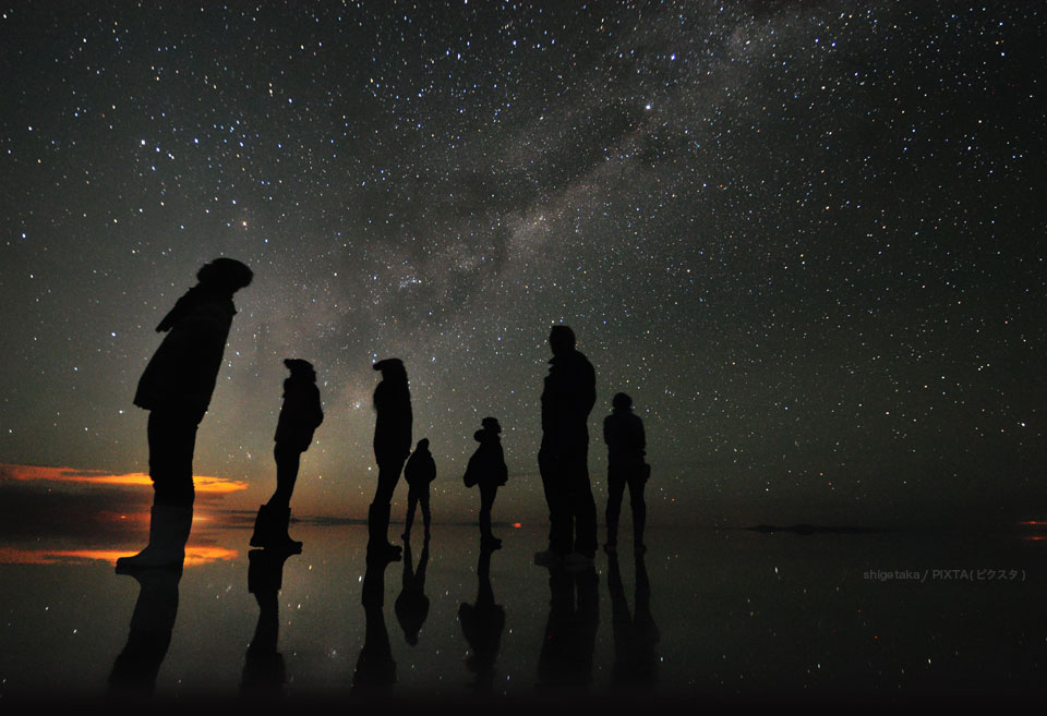 ウユニ塩湖で星空観賞